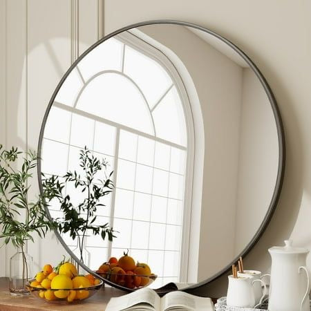 Black Circular Wall Mirror - Maison Nude