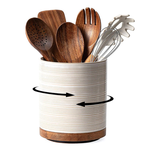 360° Rotating Ceramic Utensil Caddy - Maison Nude