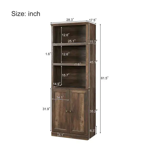 Open Bookshelf, Rustic Brown - Maison Nude